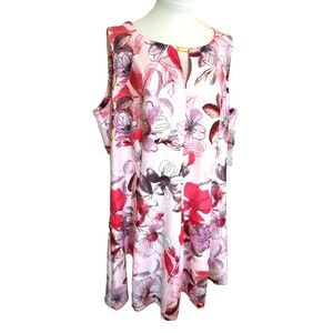 Gabby Skye Pink Blush Floral  Fit&Flare Sleeveless Knee Length Dress Size 24 NEW